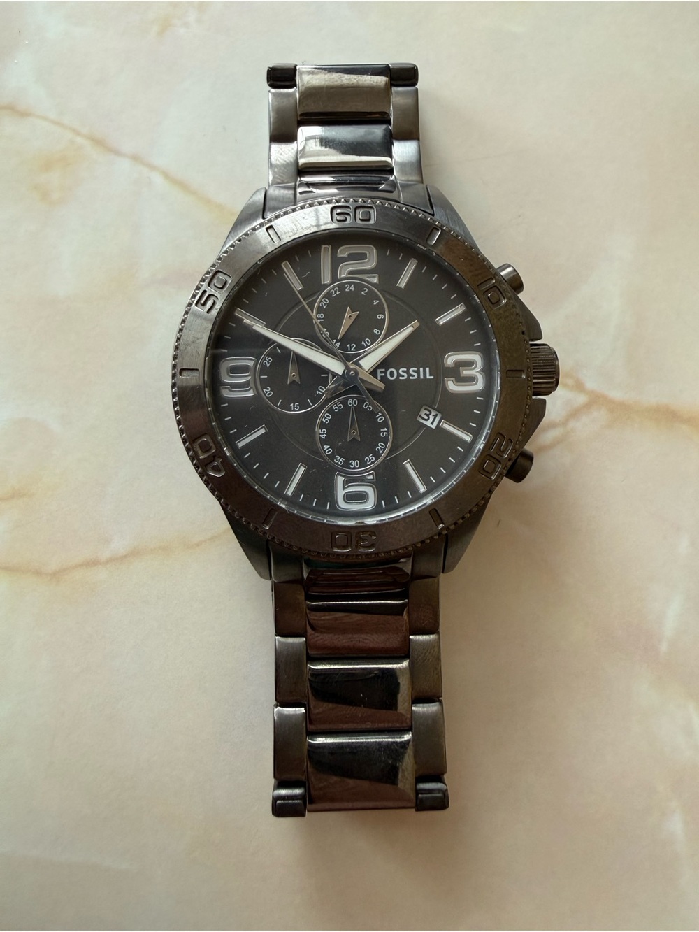 Fossil Gunmetal Stainless Steel Chronograph Watch with Dark Gray Dial